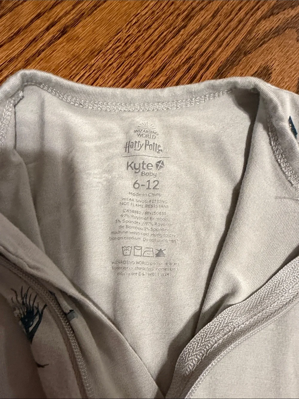 Kyte Baby Light Gray Kids Zip-Front One-Piece Romper with Harry Potter Print